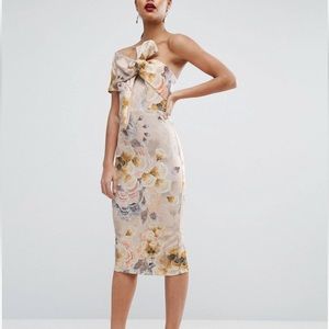 ASOS One shoulder bow midi dress